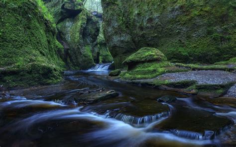4k 5k Finnich Glen Scotland Waterfalls Crag Moss Hd Wallpaper