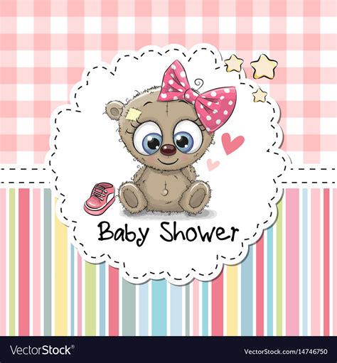 Baby Shower Greeting Card With Bear Royalty Free Vector