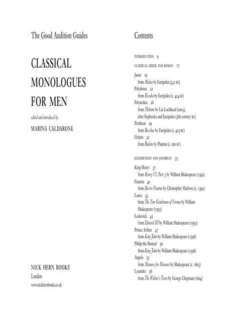 classical monologues for men the good audition guides