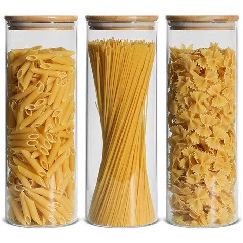 Latitude Run Glass Spaghetti Pasta Storage Container With Lids 74Oz