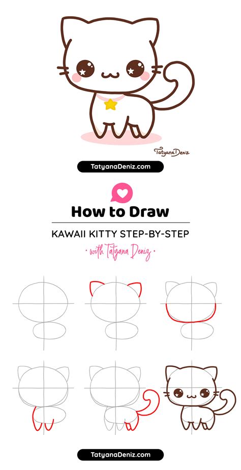 How To Draw Kawaii Cat Step By Step Kawaii Siamese Kitten With Bell