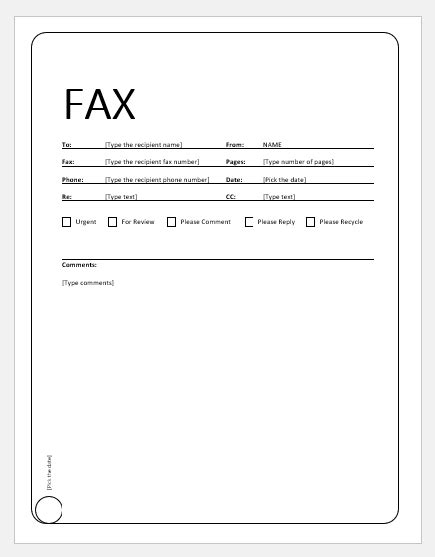 Fax Cover Sheet Microsoft Word Template Database