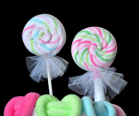 Random color candy lollipop towel washcloth baby shower wedding favor gift plac. Washcloth Round Lollipop by Topsy Turvy - Craftsy