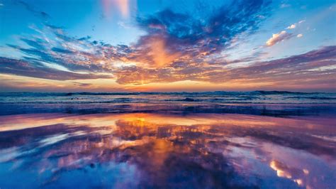 Wallpaper Ocean Sea Sky Sunset Beach Hd Widescreen