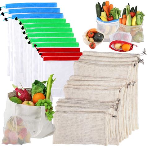 Biodegradable Organic Cotton Mesh Bags For Grocery Shopping