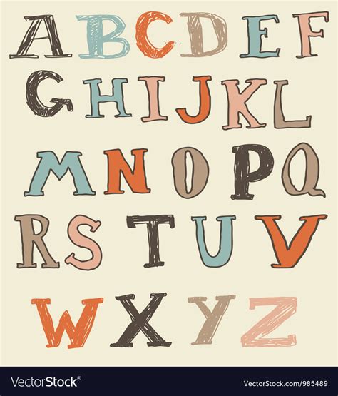Antique Alphabet With Numbers In Vintage Vector Image