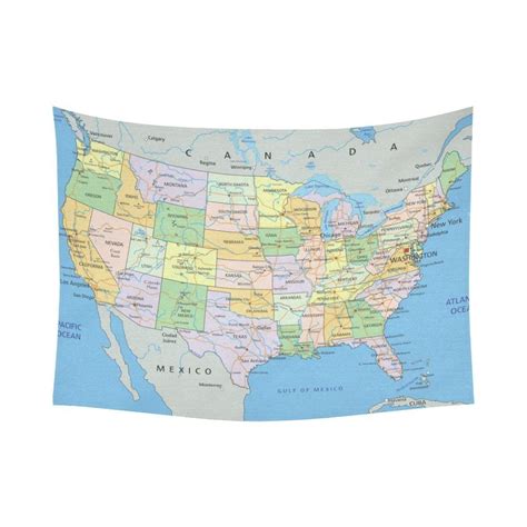 Phfzk Educational Wall Art Home Decor United States Of America Map