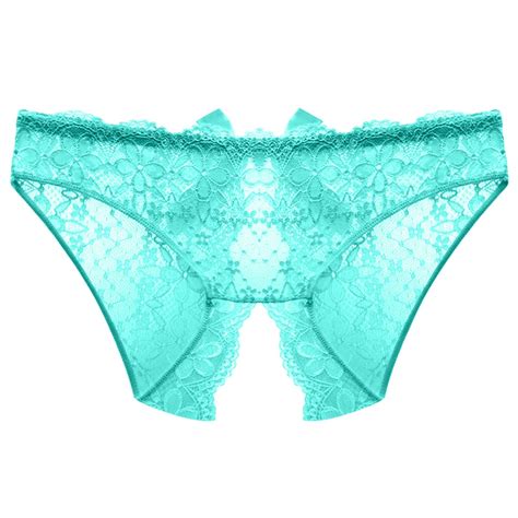 Womens Sexy Underpants Open Crotch Panties Low Waist Lace Briefs Open Crotch Thong Underwear