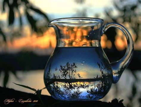 inverted reflections of beautiful landscapes on glassware reflection photography amazing