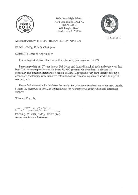 Air Force Letter Of Appreciation Example