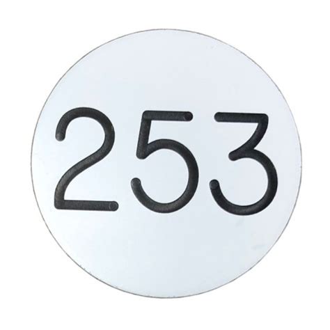 30mm Plastic Engraved Numbered Key Disc White Black No Hole