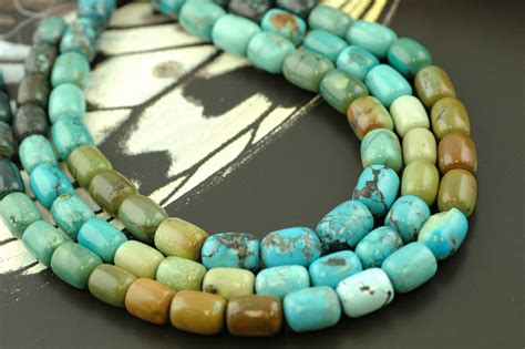 Natural Blue Green Turquoise Barrel Shaded Beads 13x17mm Designer