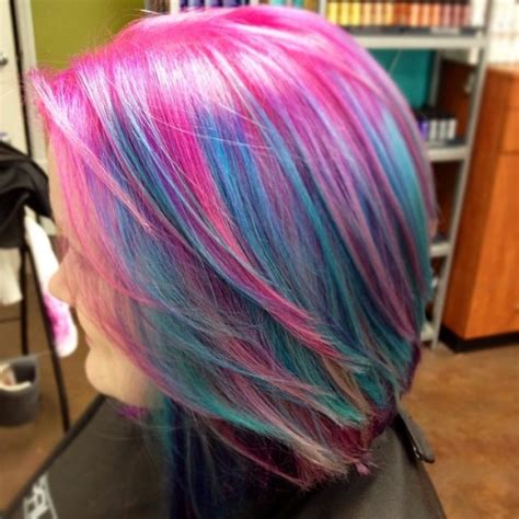 Pink And Blue Bobbed Hair Hair Colors Ideas