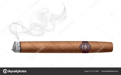Realistic Smoking Cigar Isolated White Background Rgb Global Colors