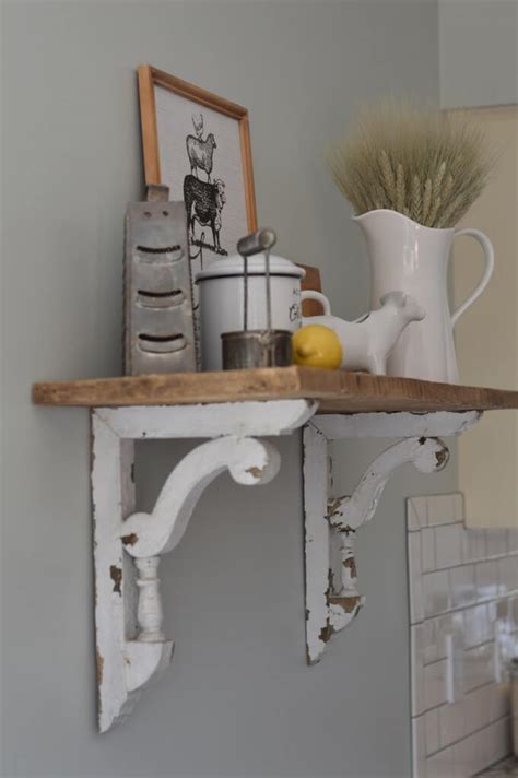 Rustic Farmhouse Shelf Set With Corbels In Gray Br