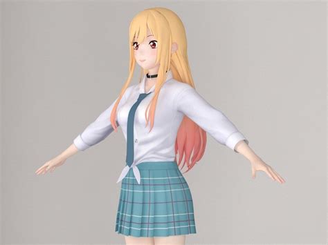 T Pose Nonrigged Model Of Marin Kitagawa Anime Girl 3d Model Cgtrader