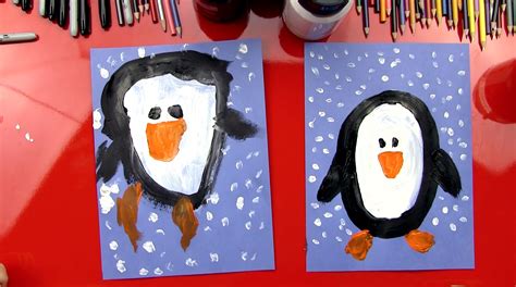 Paints, canvas, easels, brushes, drawing, printmaking, framing How To Paint A Penguin - Art For Kids Hub