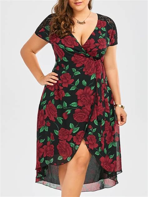 Rosegal Plus Size Long Dresses Floral Wrap Maxi Dress Plus Size Outfits