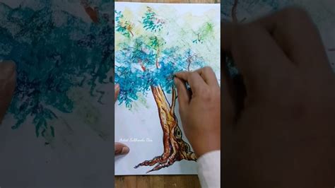 How To Draw Tree Using Oil Pastel Colours YouTube