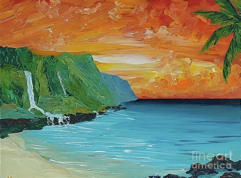 Kauai Sunset Painting By Michael Baum Fine Art America