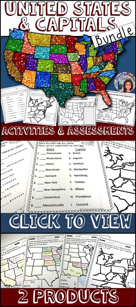 50 States And Capitals Assessments And Activity Bundle Homeschool