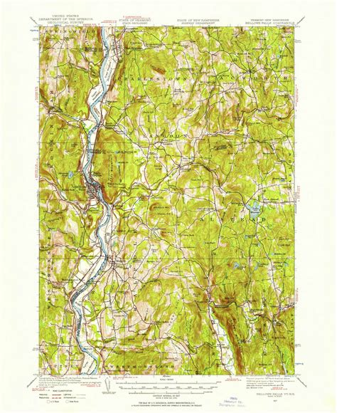 Bellows Falls Vermont 1927 1957 Usgs Old Topo Map Reprint 15x15 Vt