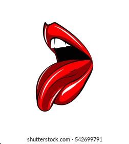 Female Sexy Mouth Tongue Red Lips Stock Vector Royalty Free