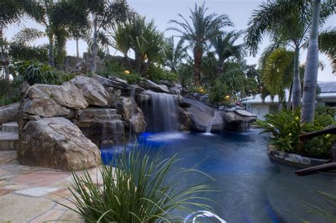 Lagoon Pool With Slide Island Planters Large Grotto And Spa Lucas