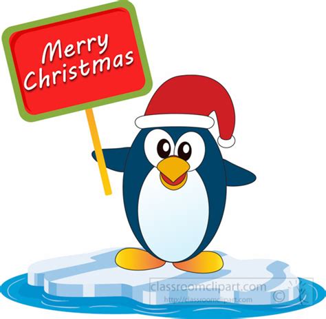Christmas Clipart Clipart Penguin With Sign Wishing Merry Christmas