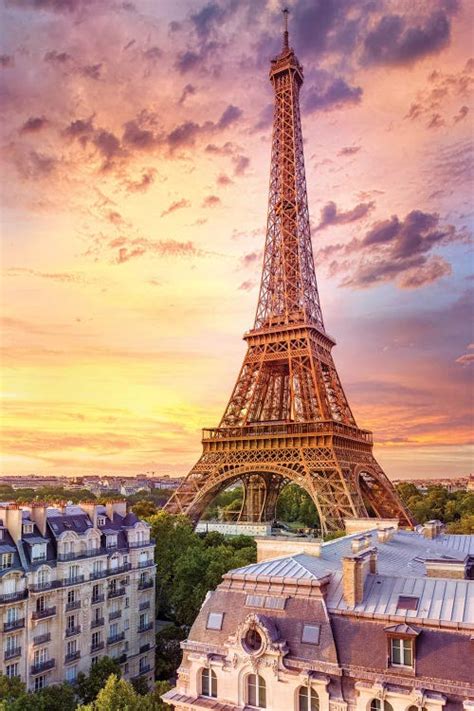 Romantic Sunset Eiffel Tower Paris C Canvas Artwork Susanne Kremer