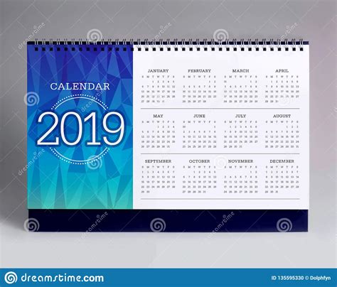 Simple Desk Calendar 2019 Stock Photo Image Of Calendar 135595330