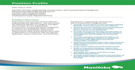 Position Profile Province Of Manitoba · Canadian Engineering