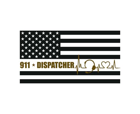 Dispatcher Decal Thin Gold Line Decal 911 Dispatch Decal 202