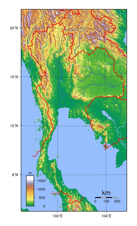 Map Of Thailand Terrain Area And Outline Maps Of Thailand Bank2home Com