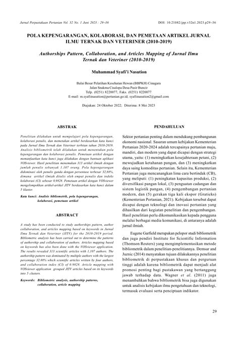 Pdf Pola Kepengarangan Kolaborasi Dan Pemetaan Artikel Jurnal Ilmu