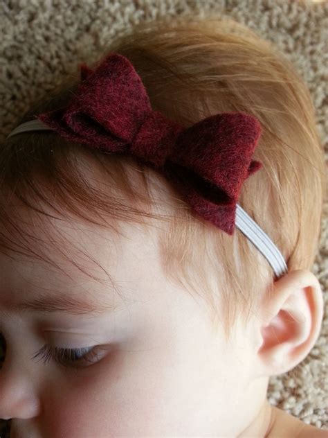 Red Felt Bow Headband Maroon Headband Infant Baby Girl Headband