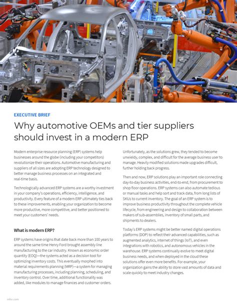 Why Automotive Oems And Tier Suppliers Should Invest In A Modern Erp