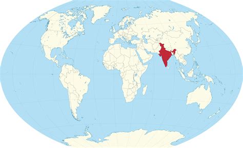 India Op De Wereldkaart Omringende Landen En Ligging Op De Kaart Van Azi