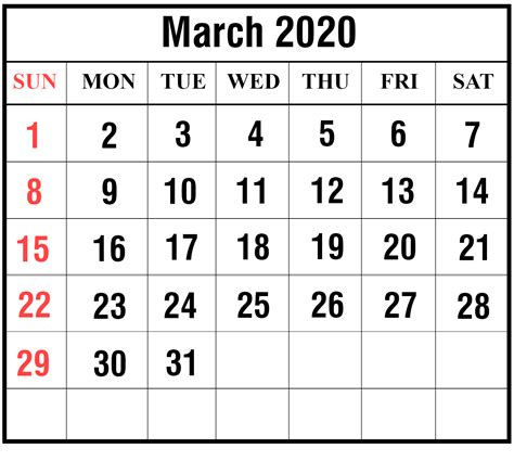 March 2020 Calendar Excel Sheet Free Printable Calendar