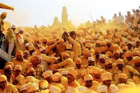 Devotees Throw Turmeric Powder As An Offering To Available As Framed