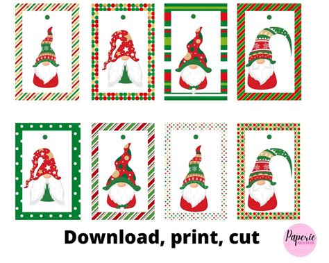 Cute Gnome Christmas T Tags Printable Gnome T Tags