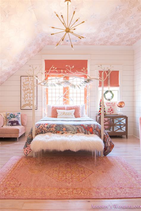 Collection by interior home design. A Little Christmas Decor in Addison's Coral Girl's Bedroom ...