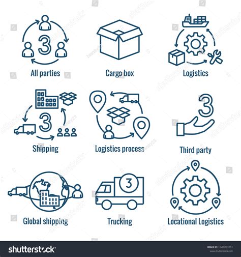 Logistics Icon Set Buildings Trucking People Stock Vector Royalty Free
