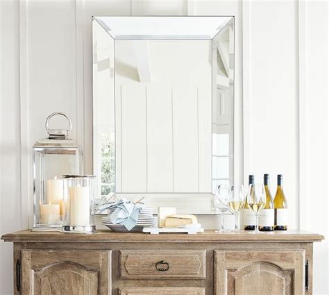 Glass beveled bathroom mirror,etched bath mirror. Bevel Rectangular Mirrors | Pottery Barn | Beveled mirror ...