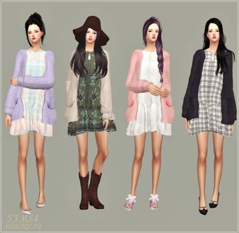 Virtual Cc Archive Dress With Cardigan Sims 4 Mods Clothes Sims 4
