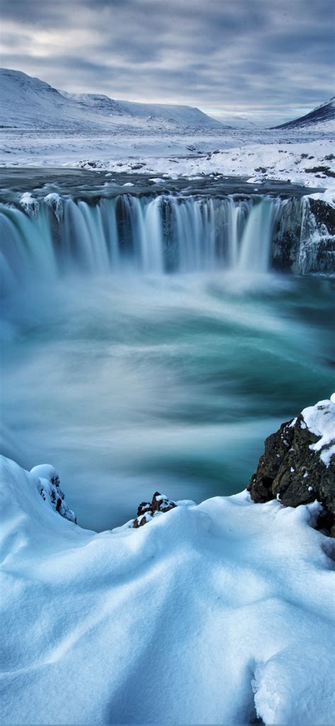 Download Wallpaper 1125x2436 Godafoss Waterfall Iceland Landscape