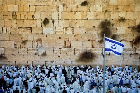 Israeli Flag Flies At The Western Wall By Gary S Chapman