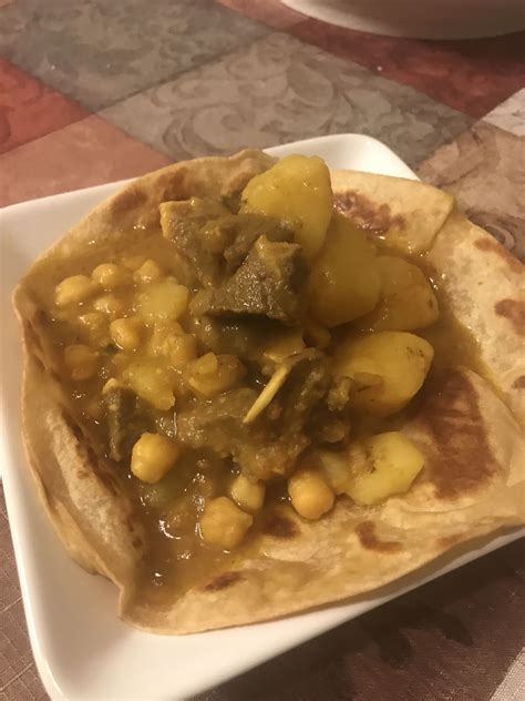 [homemade] Trinidadian Style Curry Goat And Roti R Food