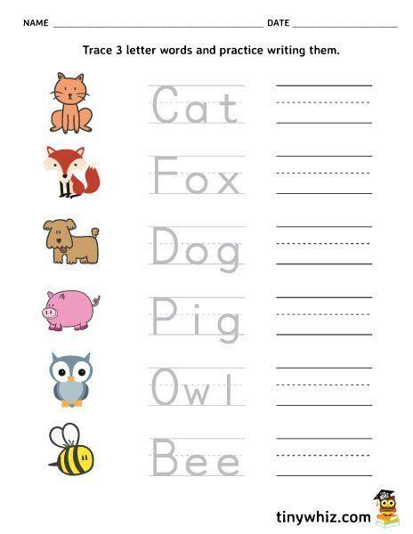 3 Letter Words Worksheet For Kindergarten