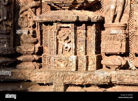 Carving Details Of A Temple Konark Sun Temple Puri Orissa India